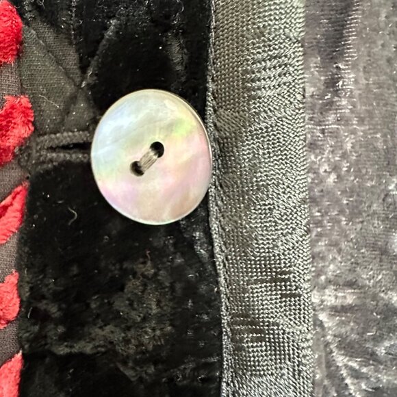 Vintage KOOS of Course! Patchwork Velvet Textured Jacket Silk Red Black Size Med - Picture 4 of 8